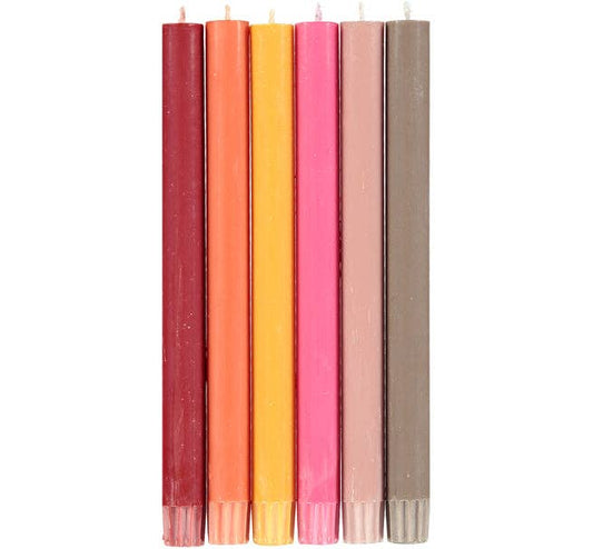 Mixed Set Warm Rainbow Dinner Candles - Pack of 6