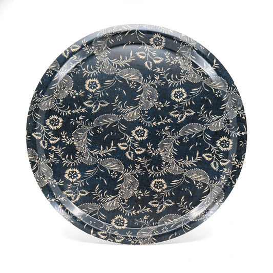 Round Birchwood Tray - Indigo