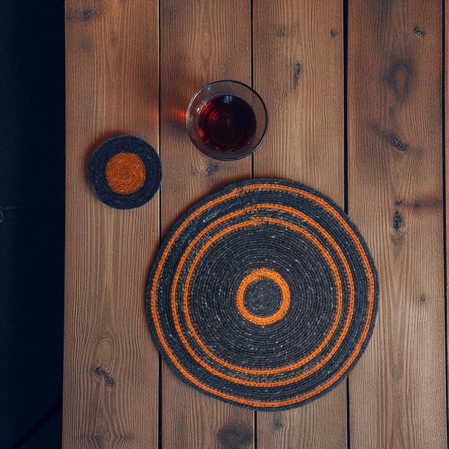 Seagrass Placemat - Midnight Blue / Rust: 4