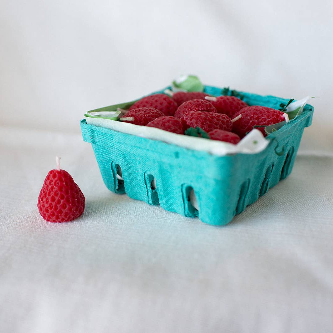 Strawberry Beeswax Birthday Candles - 10