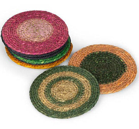 Seagrass Coaster - Olive Green / Natural: 4