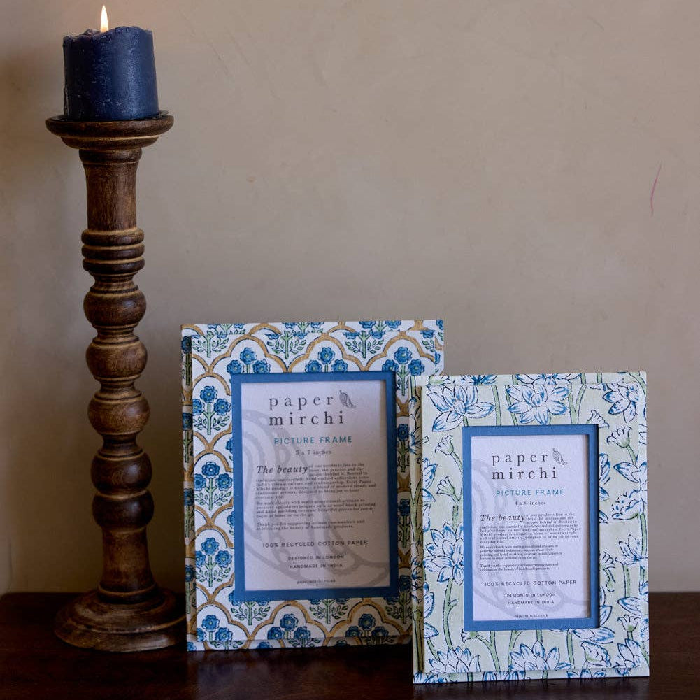 Block Printed Picture Frame - Lotus