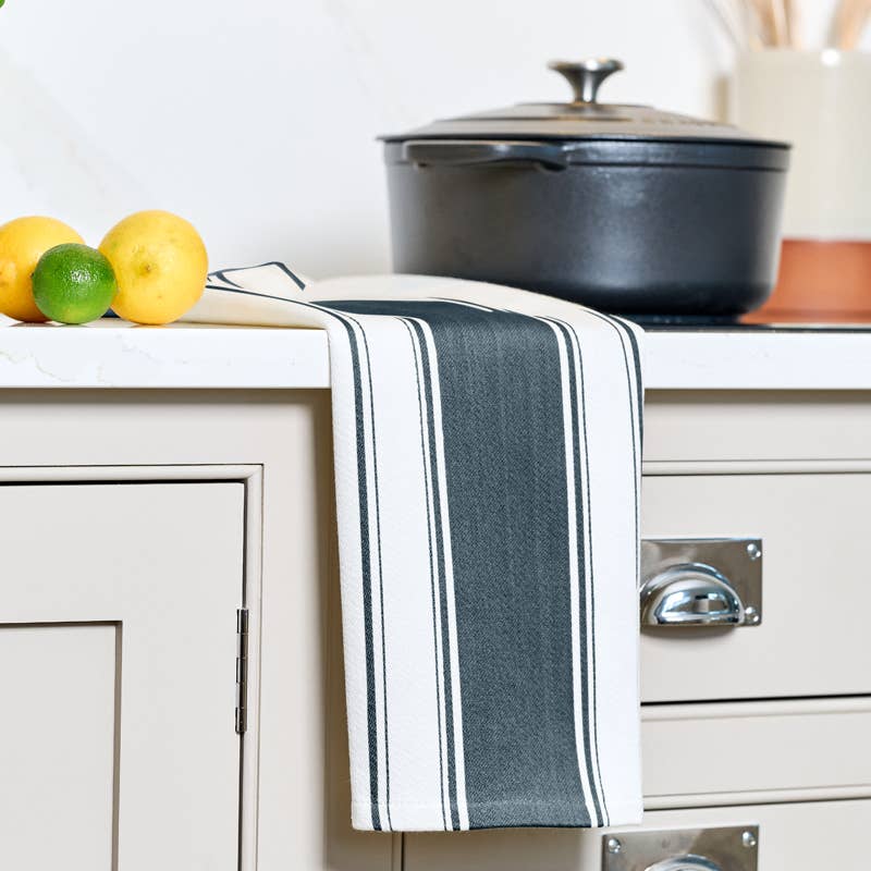 Striped Cotton Tea Towel - Blue