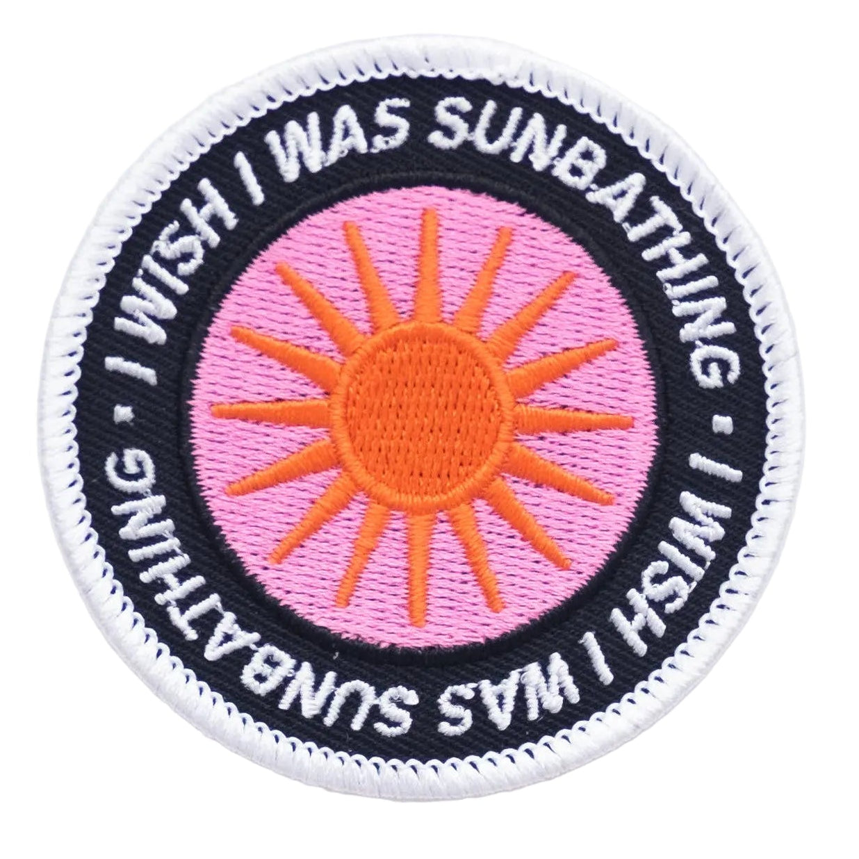 Embroidered 'I Wish I Was Sunbathing' Iron-on Patch