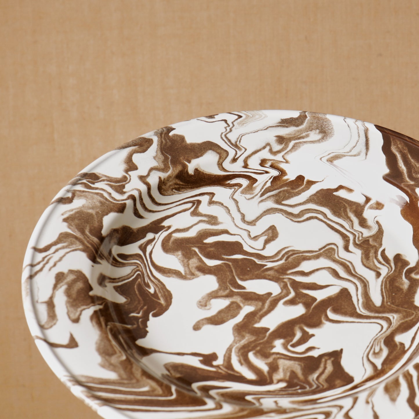 Hand Marbled 16 Piece  Enamelware Dinner Set - Brown