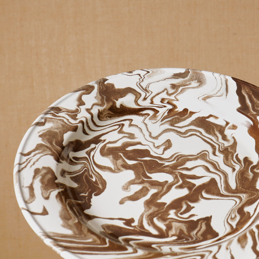 Hand Marbled 16 Piece  Enamelware Dinner Set - Brown