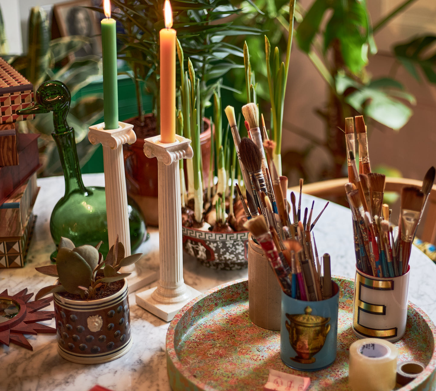 P&H Ionic Column Creamware Candlestick