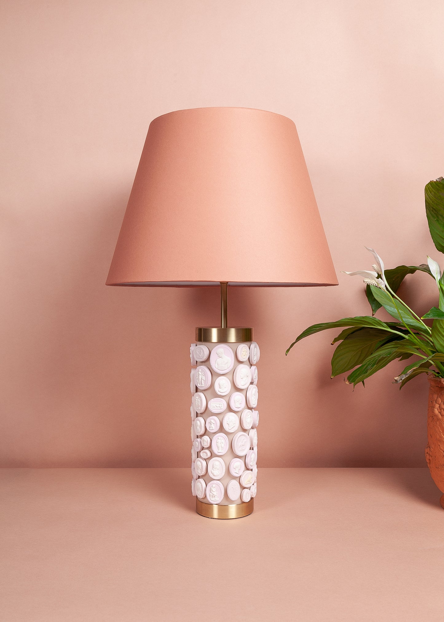 Intaglio Glass & Brass Lamp