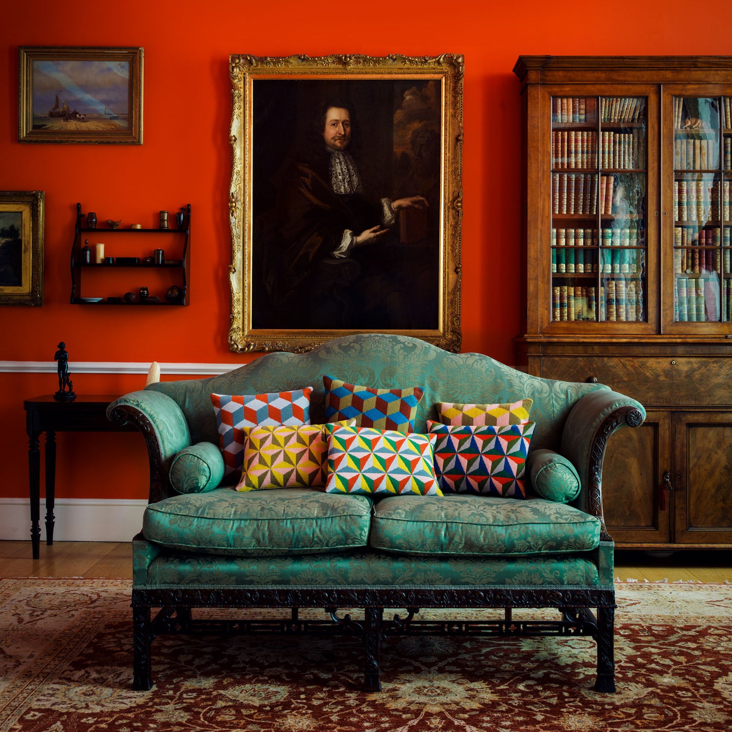 Falling Cubes Cushion - Red