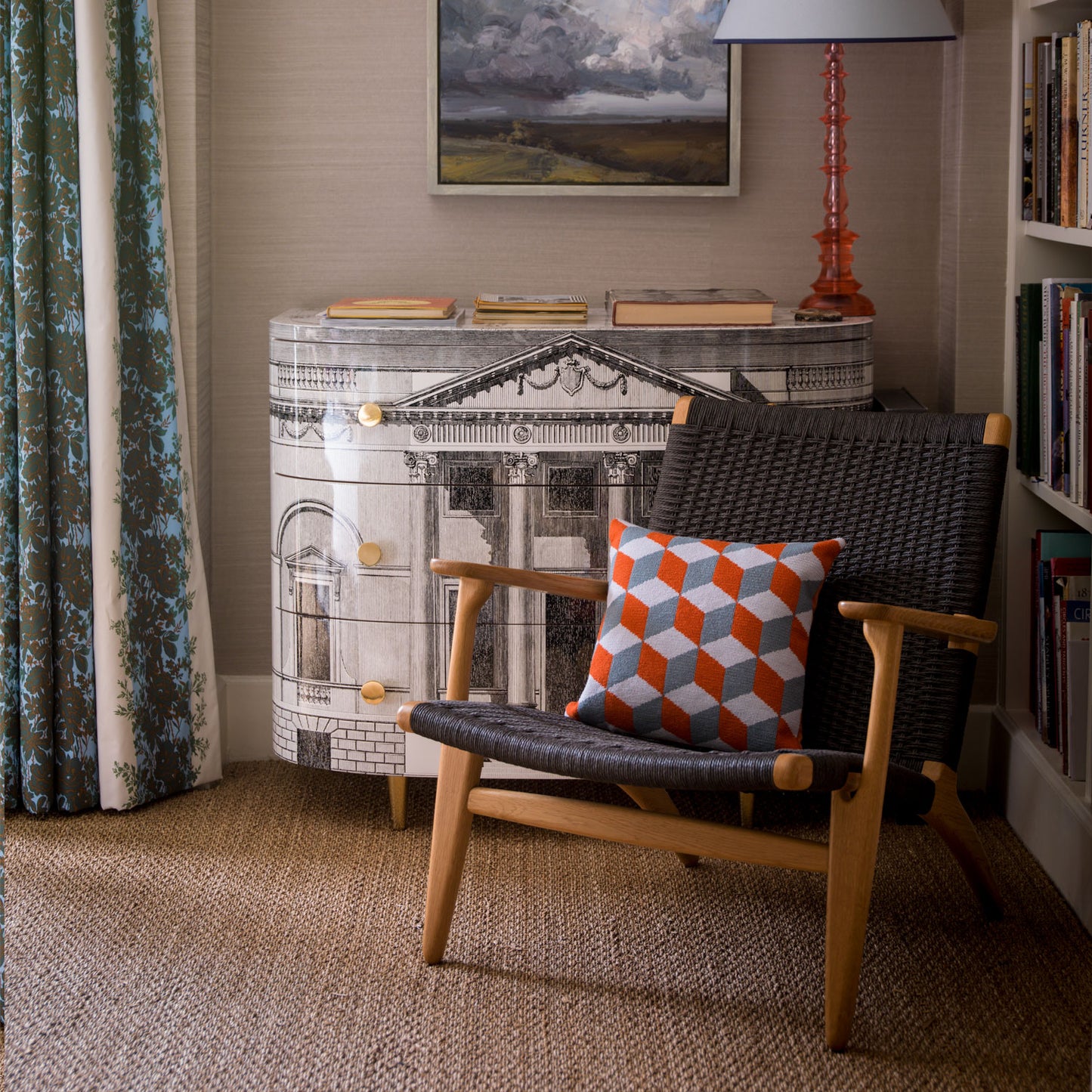 Falling Cubes Cushion - Red