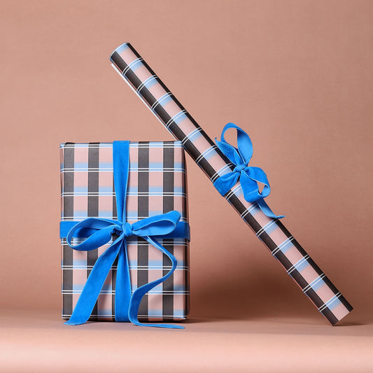 Biedermeier Check Patterned Paper - 5 Sheets Of Lilac/Blue Paper