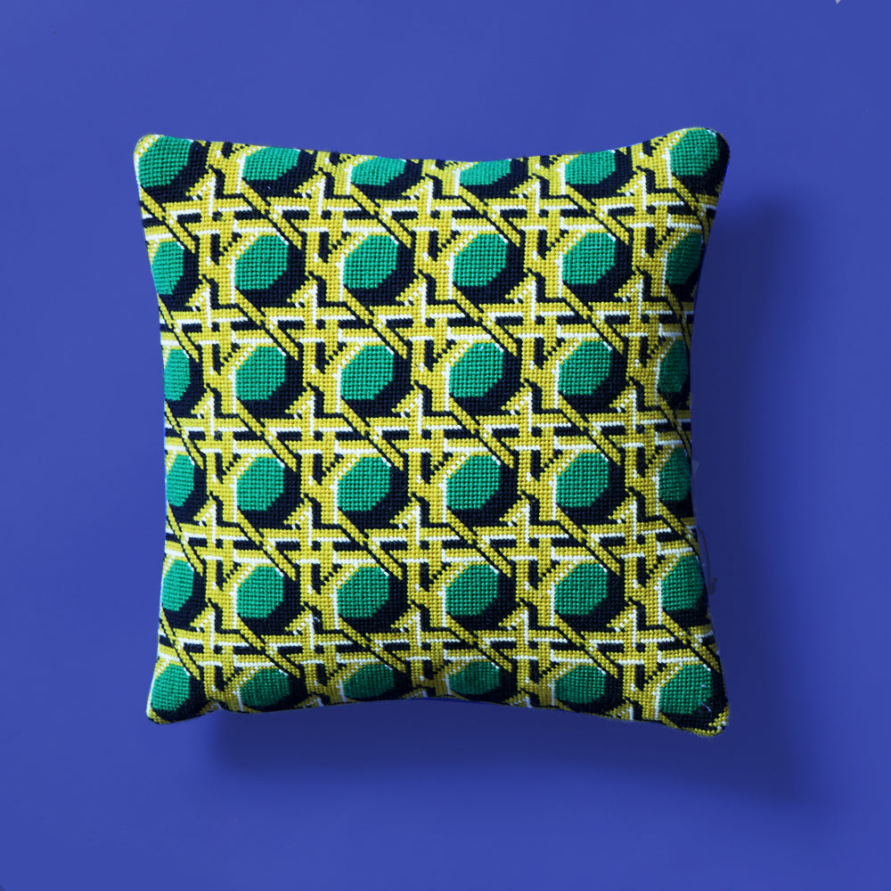 Regency Caning Cushion - Green