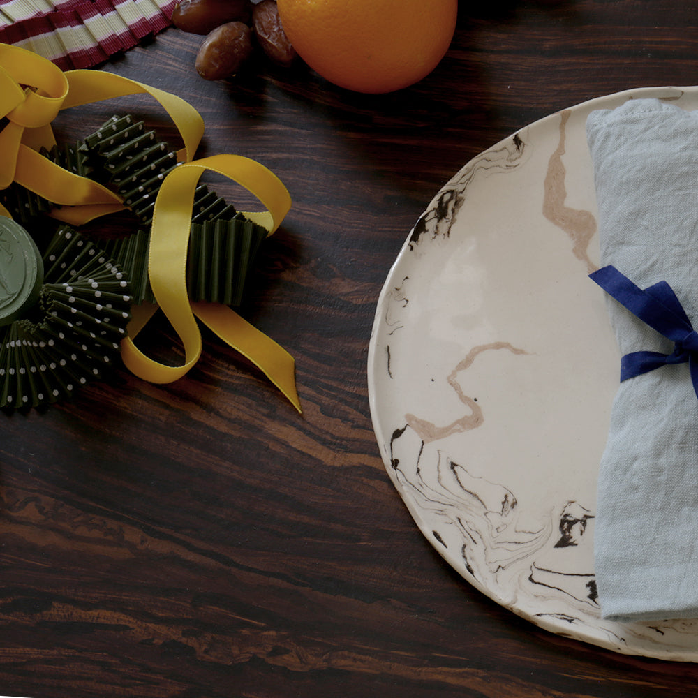 Cream Swirl Earthenware - Round Dinner Plate