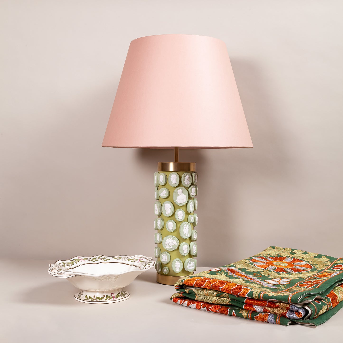 Intaglio Glass & Brass Lamp