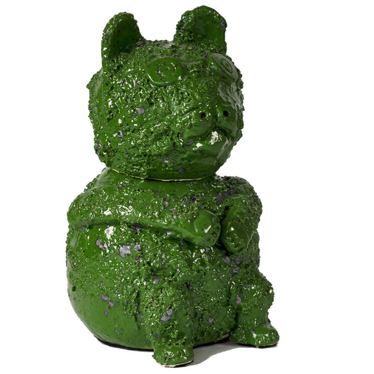 Pottery Cat Bottle - Irish Green Glaze