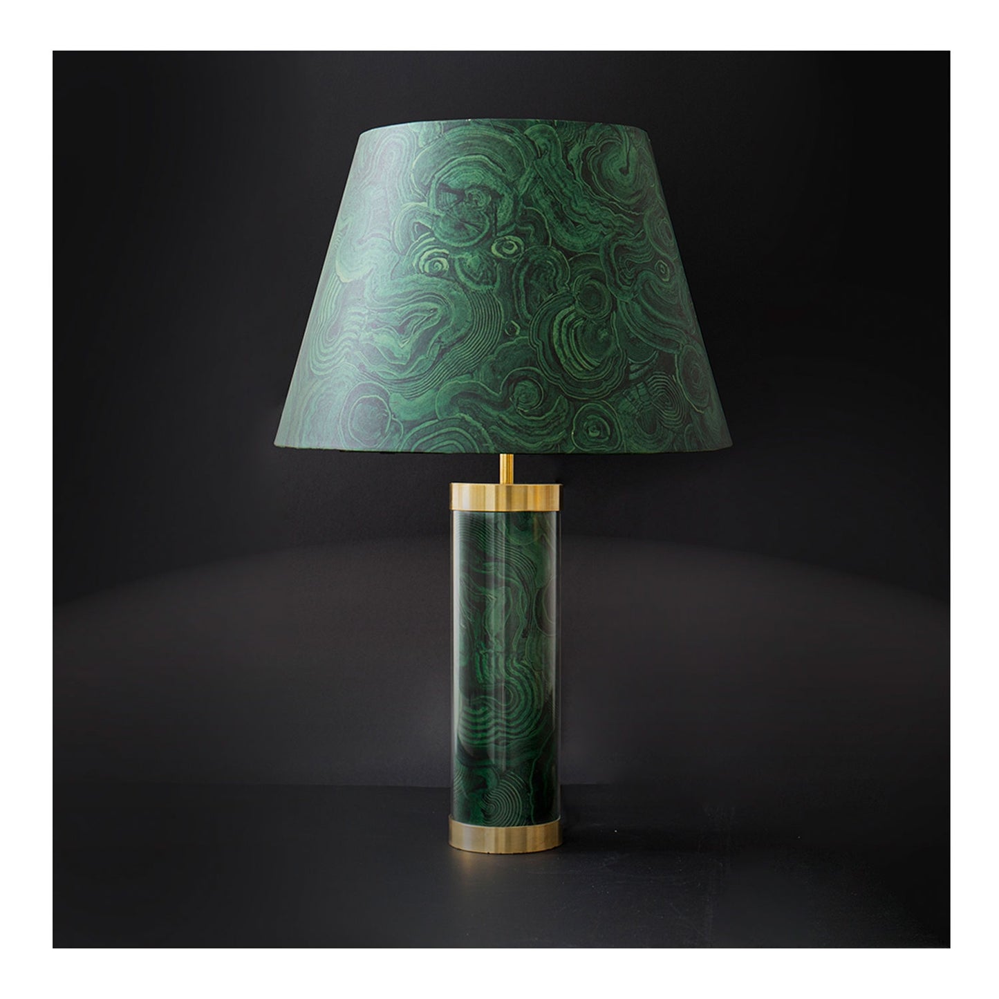 Faux Malachite Glass & Brass Lamp