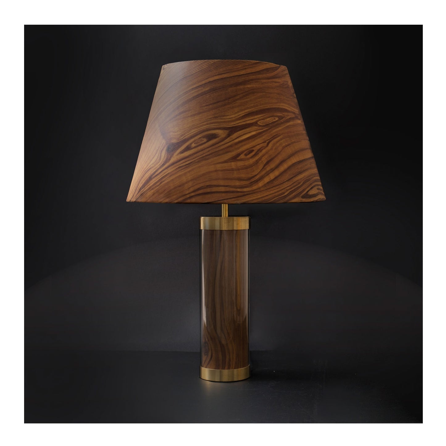 Faux Pitch Pine Glass & Brass Lamp