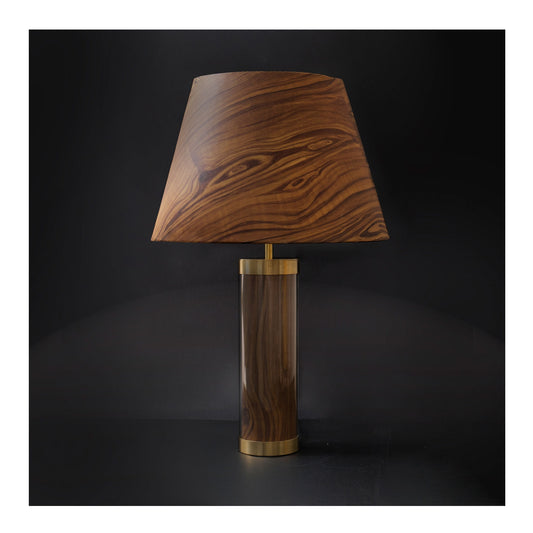 Faux Pitch Pine Glass & Brass Lamp