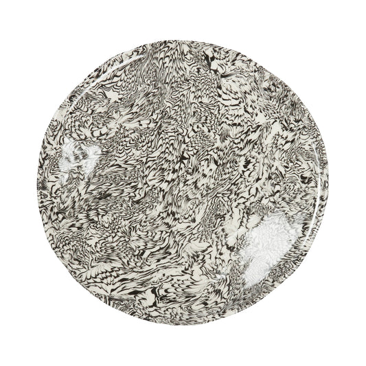 Black & Cream Swirl Earthenware- Dinner Plate - Irregular Edge